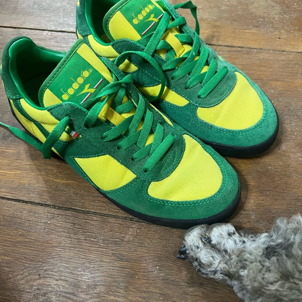 True Vintage Diadora Yellow, Green & Black Jamaica Sneakers